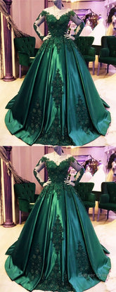 Dark Green Ball Gown Emerald Green Prom Dress, Ball Gown Wedding Dress